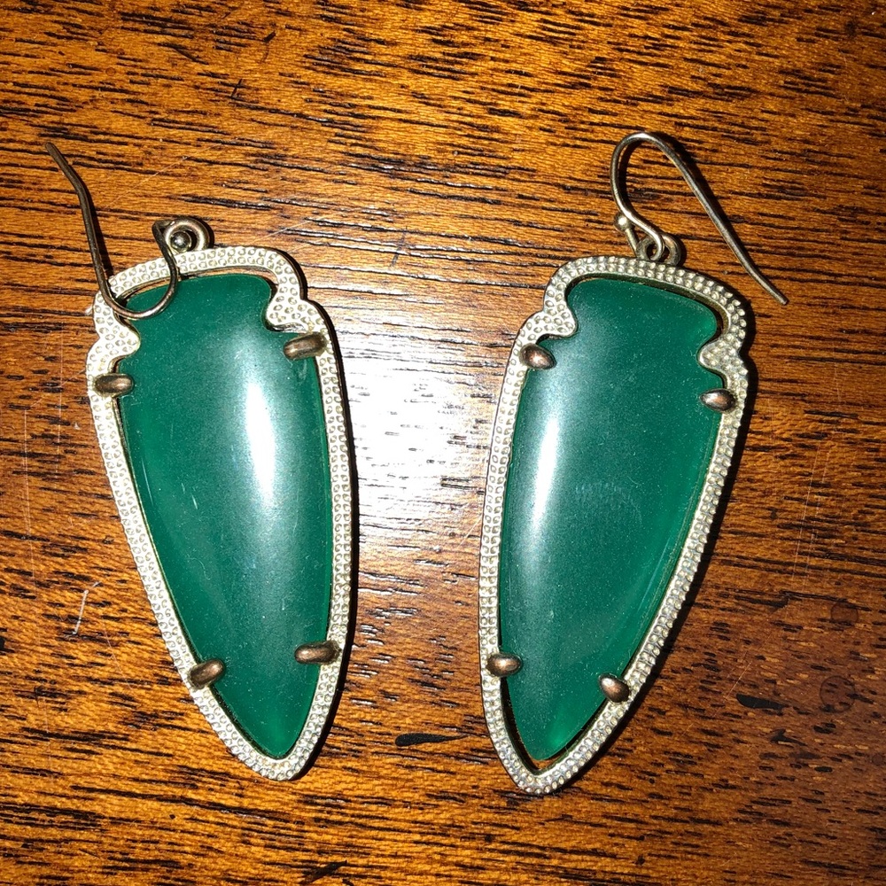 Green and gold Kendra Scott earrings
